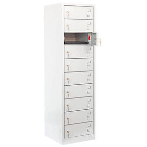 LÜLLMANN Schließfachschrank mit Ladefunktion lichtgrau 526440, 10 Schließfächer 50,0 x 50,0 x 180,0 cm von LÜLLMANN