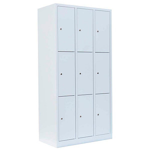 LÜLLMANN Schließfachschrank signalweiß 520337, 9 Schließfächer 88,5 x 50,0 x 180,0 cm von LÜLLMANN