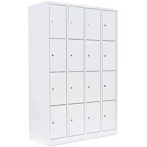 LÜLLMANN Schließfachschrank signalweiß 520447, 16 Schließfächer 117,0 x 50,0 x 180,0 cm von LÜLLMANN