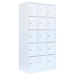 LÜLLMANN Schließfachschrank signalweiß 520537, 15 Schließfächer 88,5 x 50,0 x 180,0 cm von LÜLLMANN