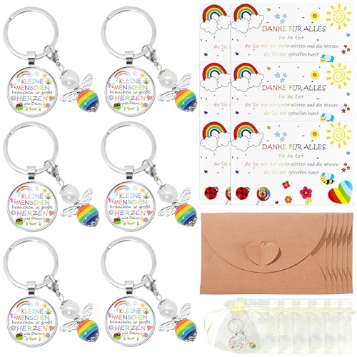 LUFEEMGA 6 Sets Dankeschön Geschenke für Lehrer, Erzieherin Abschiedsgeschenke, Lehrer Geschenk Schlüsselanhänger mit Perlenengel Danke Karte und Umschläge, Abschiedsgeschenk für Kindergärtnerin LUFEEMGA 6 Sets Dankeschön Geschenke für Lehrer, Erzieherin Abschiedsgeschenke, Lehrer Geschenk Schlüsselanhänger mit Perlenengel Danke Karte und Umschläge, Abschiedsgeschenk für Kindergärtnerin von LUFEEMGA