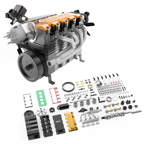 Vollmetall-Motor-Modellbausatz, der funktioniert, TOYAN FS-L400BGC 14CC DIY Montage L4 Viertakt-Vierzylinder-Inline-Motor-Modell, Kinder Erwachsene Spielzeug (Kit-Version) von LUGEZ