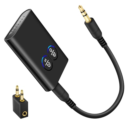 Bluetooth 5.3 Adapter Transmitter für TV/Flugzeug zu Kopfhörer, 2-in-1 Bluetooth Sender Klinke 3.5mm Empfänger Aptx Low Latency, Splitter für TV Audio zu Lautsprecher von LUIRSAY