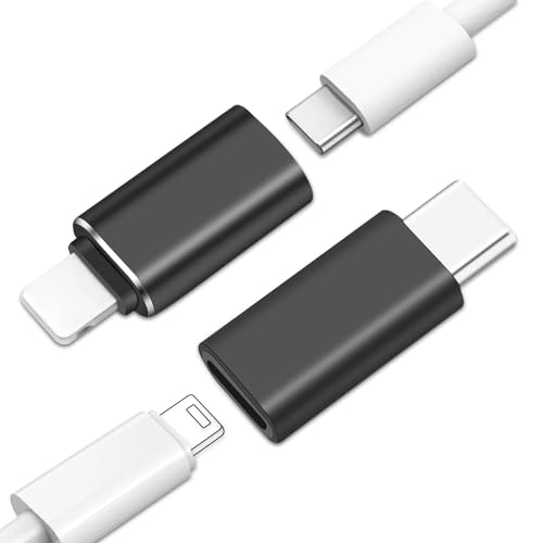 LUIRSAY 1 Set Adapter iPhone USB C, 1Pcs Lightning auf USB C und 1Pcs auf Lightning Adapter Unterstützung von 60W Laden und 480Mbps Datenübertragung für iPhone16/16 Pro/16 Pro MAX(Schwarz) von LUIRSAY