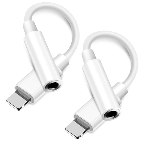 LUIRSAY 2 Stück Lightninng auf 3.5mm Klinke Kopfhörer Adapter [MFi-Zertifiziert] für iPhone, Lightnning Klinke Kopfhörer Adapter kompatibel mit iPhone 14/13/12/11/XR/XS/8/7, iPad, iOS von LUIRSAY