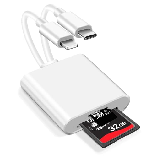 SD Karte Adapter für iPhone, [MFI Zertifiziert] 2 in 1 SD Kartenleser für Micro-SD/SD, Digitalkamera Transfergerät iPhone, Bilder von Kamera auf Handy Übertragen, Plug & Play von LUIRSAY
