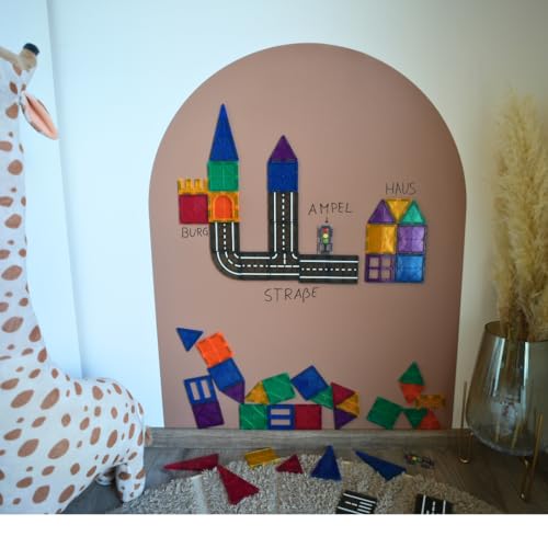 Lukada Magnetfolie | Magnetisch Selbstklebende Tafelfolie | 80 x 100cm rund Bogen Wand | Beschreibbar & Abwischbar Kreidefolie | Magnettafel Kind für Magnete | Magnetwand Kinderzimmer (Beige) von LUKADA