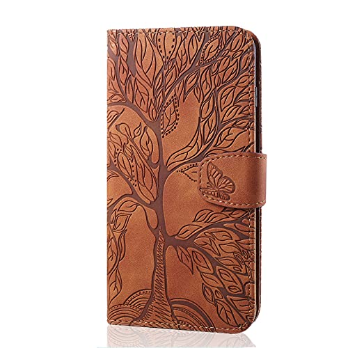 LUCASI Samsung Galaxy A11/M11 Hülle,Baum Muster PU Leder Schutzhülle Brieftasche Flip Case Stand Handyhülle mit [Kartenfächer][Magnetverschluss] [Standfunktion] für Galaxy A11/M11(6.4")-Braun von LUKASI