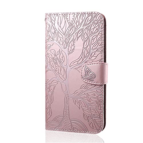 LUCASI Samsung Galaxy A32 Hülle,Baum Muster PU Leder Schutzhülle Brieftasche Flip Case Stand Handyhülle mit [Kartenfächer][Magnetverschluss] [Standfunktion] für Galaxy A32 5G(6.5")-Rosa von LUKASI