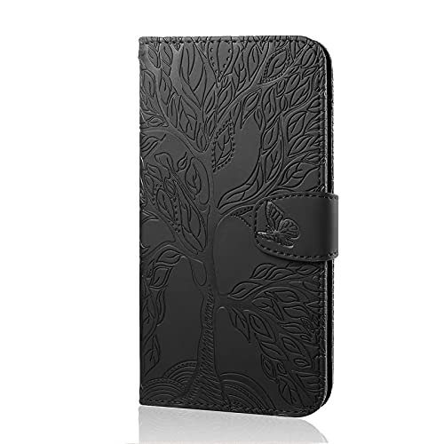 LUCASI Samsung Galaxy A32 Hülle,Baum Muster PU Leder Schutzhülle Brieftasche Flip Case Stand Handyhülle mit [Kartenfächer][Magnetverschluss] [Standfunktion] für Galaxy A32 5G(6.5")-Schwarz von LUKASI