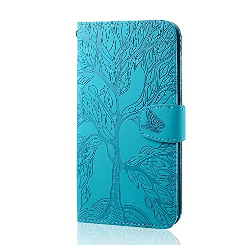 LUCASI iPhone 7/8/SE 2020 Hülle,Baum Muster PU Leder Schutzhülle Brieftasche Flip Case Stand Handyhülle mit [Kartenfächer][Magnetverschluss] [Standfunktion] für iPhone 7/8/SE 2020(4.7")-Blau von LUKASI