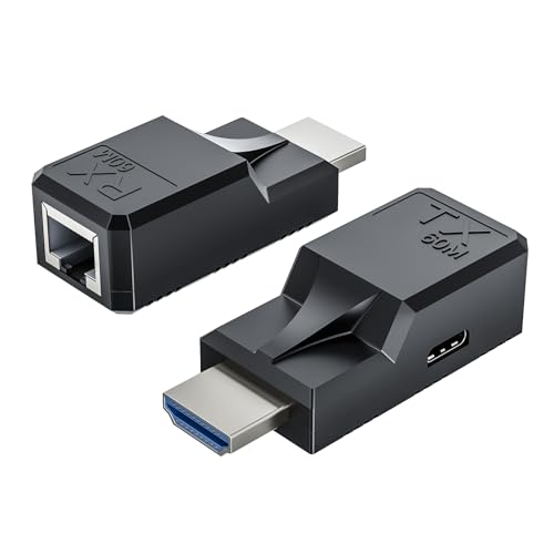 HDMI-Verlängerung über Single Ethernet Cat5e/6-Kabel, unterstützt Audio Video UHD 1080P @ 60Hz, HDMI-Stecker auf Stecker, RJ45-Netzwerk-LAN-Extender, 60 m Konverter, Repeater, für HDTV, PC, PS3/4 HDMI-Verlängerung über Single Ethernet Cat5e/6-Kabel, unterstützt Audio Video UHD 1080P @ 60Hz, HDMI-Stecker auf Stecker, RJ45-Netzwerk-LAN-Extender, 60 m Konverter, Repeater, für HDTV, PC, PS3/4 von LUKFOCAB