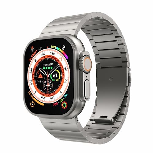 LULULOOK Armband Kompatibel mit Apple Watch Ultra 2/Ultra 49mm, Ultraleicht Ersatzarmbänder aus Titan Grad 2 Sandgestrahlt mit DLC Beschichtung für iWatch Ultra Armband, Breiter 24mm von LULULOOK