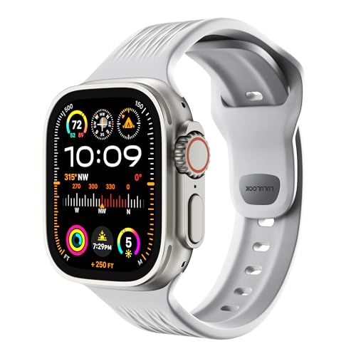 LULULOOK Kompatibel mit Apple Watch Ultra 2/Ultra Armband 49mm 45mm 44mm 42mm, Wasserdicht FKM (Fluoroelastomer) Sport Ersatzarmbänder mit Schnalle für iWatch Serie 9 8 7 SE 6 5 4 3 2 1 von LULULOOK