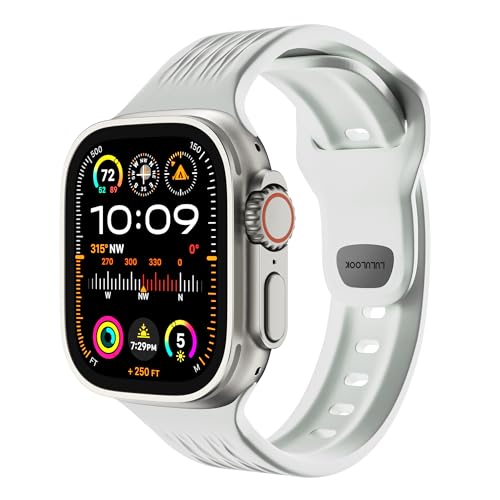 LULULOOK Kompatibel mit Apple Watch Ultra 2/Ultra Armband 49mm 45mm 44mm 42mm, Wasserdicht FKM (Fluoroelastomer) Sport Ersatzarmbänder mit Schnalle für iWatch Serie 9 8 7 SE 6 5 4 3 2 1 von LULULOOK