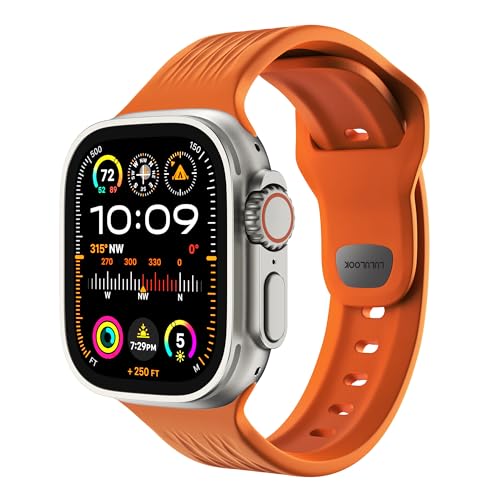 LULULOOK FKM (Fluoroelastomer) Sport Armband Kompatibel mit Apple Watch Ultra 2/Ultra 49mm 45mm 44mm 42mm, Wasserdicht mit Schnalle Ersatzarmbänder für iWatch Serie 9 8 7 SE 6 5 4 3 2 1 von LULULOOK