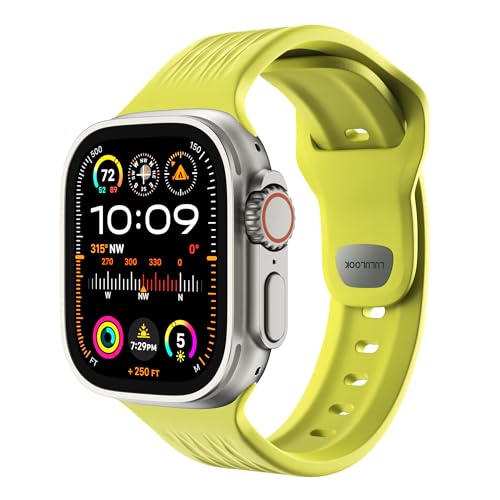 LULULOOK FKM (Fluoroelastomer) Sport Armband Kompatibel mit Apple Watch Ultra 2/Ultra 49mm 45mm 44mm 42mm, Wasserdicht mit Schnalle Ersatzarmbänder für iWatch Serie 9 8 7 SE 6 5 4 3 2 1 von LULULOOK