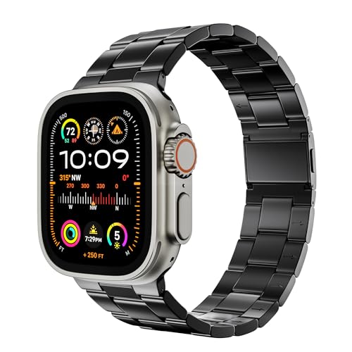 LULULOOK Magnetisch Kein Werkzeug Erforderlich Armband Kompatibel mit Apple Watch 41mm 40mm 38mm, Edelstahl Metall Ersatzarmbänder für iWatch Serie 9 8 7 SE 6 5 4 3 2 1 (Schwarz) von LULULOOK