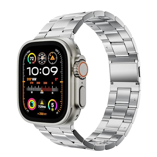 LULULOOK Magnetisch Kein Werkzeug Erforderlich Armband Kompatibel mit Apple Watch 41mm 40mm 38mm, Edelstahl Metall Ersatzarmbänder für iWatch Serie 9 8 7 SE 6 5 4 3 2 1 (Silber) von LULULOOK