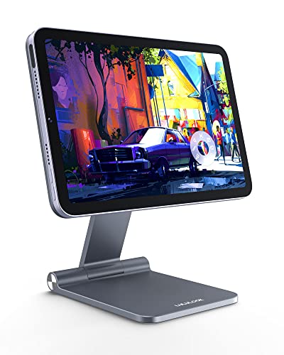 LULULOOK Magnetisch iPad Mini 7 Ständer, Faltbarer Verstellbarer Tragbarer iPad Mini Halterung, 360° Drehbarer Aluminium Tablet Halter für Apple iPad mini (A17 Pro) 2024, iPad Mini 6 (8.3" 2021), Grau von LULULOOK