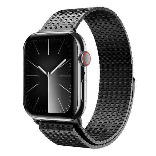 LULULOOK Milanese Armband Kompatibel mit Apple Watch Armband 41mm 40mm 38mm, Prämie Magnetisch Edelstahl Metall Mesh Armbänd für iWatch Ultra Series 9 8 7 6 SE 5 4 3 2 1 Herren Damen von LULULOOK