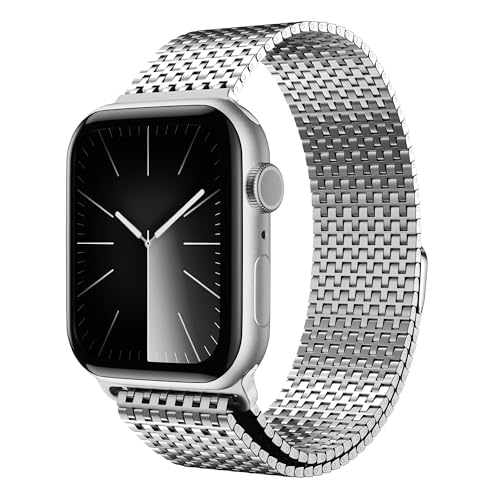 LULULOOK Milanese Armband Kompatibel mit Apple Watch Armband 41mm 40mm 38mm, Prämie Magnetisch Edelstahl Metall Mesh Armbänd für iWatch Ultra Series 9 8 7 6 SE 5 4 3 2 1 Herren Damen von LULULOOK