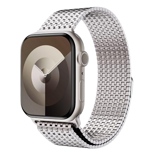 LULULOOK Milanese Armband Kompatibel mit Apple Watch Armband 41mm 40mm 38mm, Prämie Magnetisch Edelstahl Metall Mesh Armbänd für iWatch Ultra Series 9 8 7 6 SE 5 4 3 2 1 Herren Damen von LULULOOK