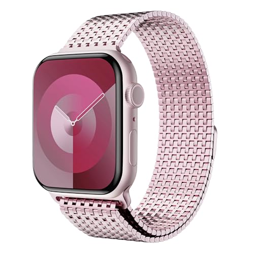 LULULOOK Milanese Armband Kompatibel mit Apple Watch Armband 41mm 40mm 38mm, Prämie Magnetisch Edelstahl Metall Mesh Armbänd für iWatch Ultra Series 9 8 7 6 SE 5 4 3 2 1 Herren Damen von LULULOOK