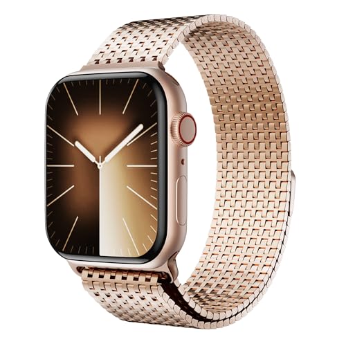 LULULOOK Milanese Armband Kompatibel mit Apple Watch Armband 42mm 41mm 40mm 38mm, Prämie Magnetisch Edelstahl Metall Mesh Armbänd für iWatch Ultra Series 10 9 8 7 6 SE 5 4 3 2 1 Herren Damen von LULULOOK