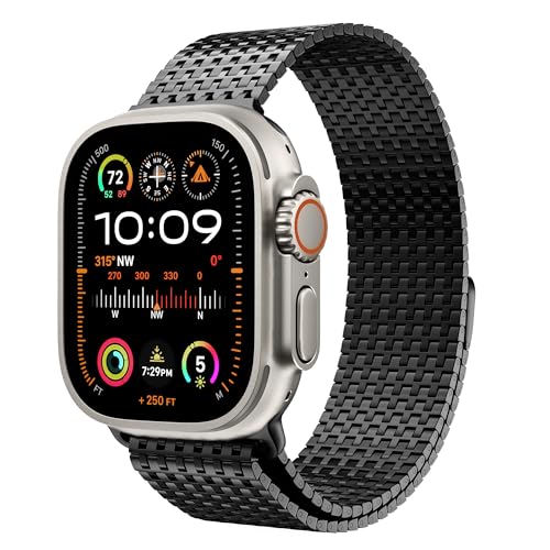 LULULOOK Milanese Armband für Apple Watch Ultra 2/Ultra Armband 49mm 46mm 45mm 44mm 42mm, Prämie Magnetisch Edelstahl Metall Mesh Armbänd für iWatch Ultra Series 10 9 8 7 6 SE 5 4 3 2 1 Herren Damen von LULULOOK