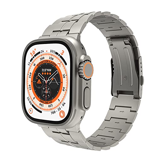 LULULOOK Titan Armband Kompatibel mit Apple Watch Ultra 2/Ultra 49mm, Prämie Titanium Grad 2 Ersatzarmbänder für iWatch Ultra Armband (Titan) von LULULOOK