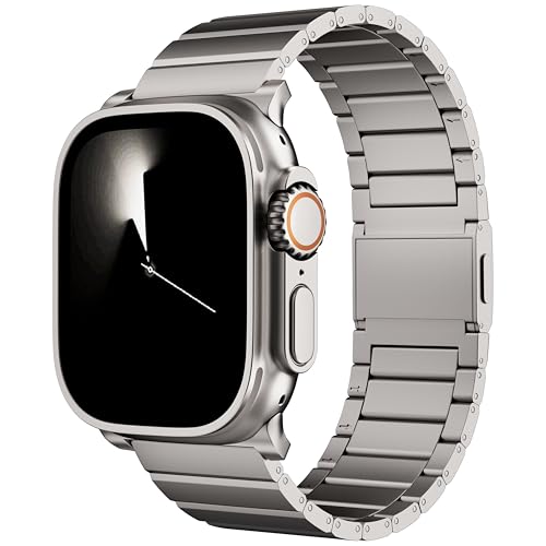 LULULOOK Titan Armband für Apple Watch Ultra 2/Ultra, Ultraleicht Magnetisch Ersatzarmbänder mit DLC Beschichtung, Gefertigt mit 6.0 mm Einstellbare Glied für iWatch Armband 49mm von LULULOOK