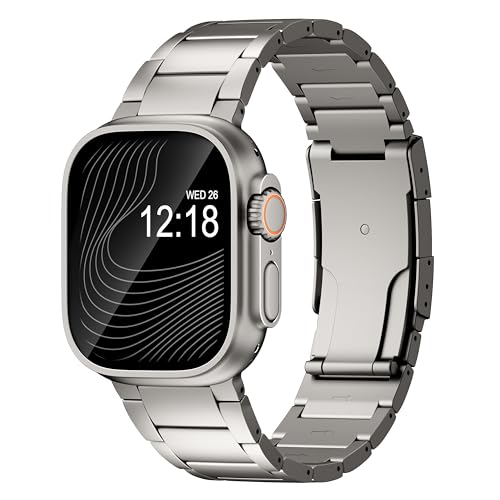 LULULOOK Titan Armband für Apple Watch Ultra 2 Armband 49mm 46mm 45mm 44mm 42mm(Serie 3 2 1), Titanium Grad 2 Gliederarmband Ersatzarmbänder mit DLC für iWatch Ultra 2 Serie 10 9 8 7 SE 6 5 4 3 2 1 von LULULOOK