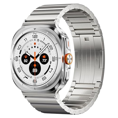 LULULOOK Titan Armband für Samsung Galaxy Watch Ultra 47mm(2024), Premium Titanium 24mm Breite Ersatzarmbänder mit DLC Kratzfest für Galaxy Watch Ultra, NICHT für Andere, Silber von LULULOOK