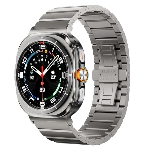 LULULOOK Titan Armband für Samsung Galaxy Watch Ultra 47mm(2024), Premium Titanium 24mm Breite Ersatzarmbänder mit DLC Kratzfest für Galaxy Watch Ultra, NICHT für Andere, Titan von LULULOOK
