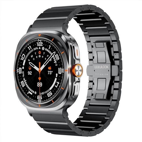 LULULOOK Titan Armband für Samsung Galaxy Watch Ultra 47mm (2024), Premium Titanium 24mm Breite Ersatzarmbänder mit DLC Kratzfest für Galaxy Watch Ultra, NICHT für Andere, Schwarz von LULULOOK