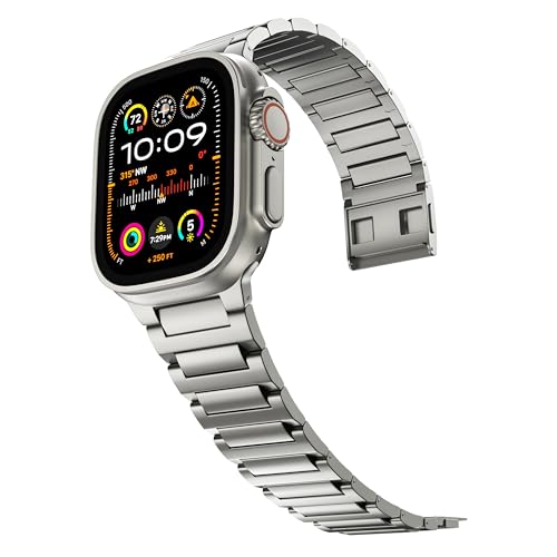 LULULOOK Titan Grad 4 Armband für Apple Watch Ultra 2/Ultra 49mm with Magnetisch, Weltweit Erstes Ultraleicht Titanium Ersatzarmbänder mit Super DLC Beschichtung für iWatch Ultra Armband, Breiter 24mm von LULULOOK