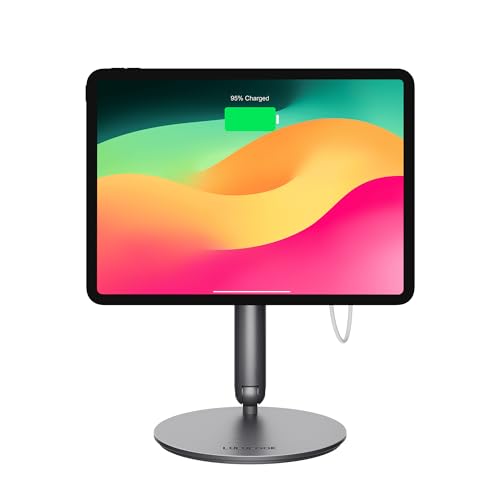 LULULOOK Upgraded Magnetisch Kabelloses Laden Ständer für iPad Air 11'' M3(2025)/M2(2024), Aluminium Faltbar Tablet Ständer mit 360° Schwenk Basis für iPad Pro 11'' 1st/2nd/3rd/4th, Air 4th/5th von LULULOOK