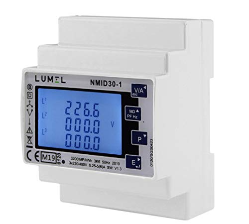 LUMEL NMID30-1 Energiezähler MID-zertifiziert, Wechselstromzähler, Eingang x/1A, x/5A, Relais- und Impulsausgang, RS485/Modbus,Genauigkeit Wirkleistung Kl. 1, IP51, Passwortschutz von LUMEL