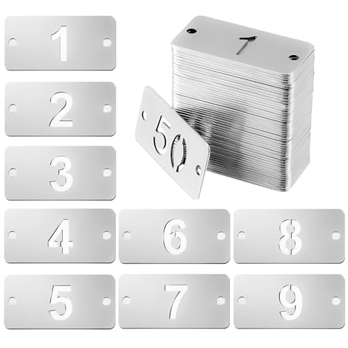 1–50 Metall-Nummernschilder, fortlaufend nummerierte Schlüsselanhänger mit Löchern für Aufbewahrung, Ausrüstung und Organisation von LUMINFLY
