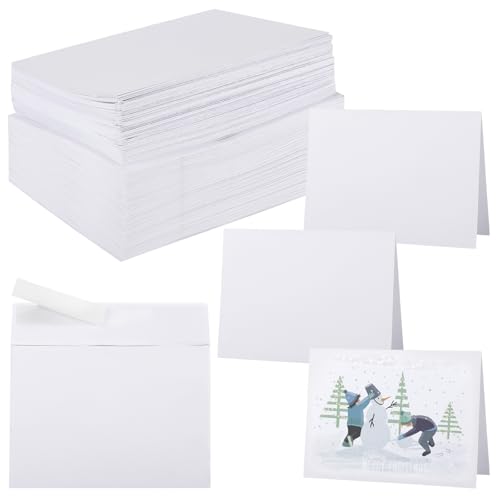 100 Stück weiße Blanko-Karten und selbstverschließende Umschläge, Kraftpapier, Einladung, Schreibwaren für DIY-Projekte 100 Stück weiße Blanko-Karten und selbstverschließende Umschläge, Kraftpapier, Einladung, Schreibwaren für DIY-Projekte von LUMINFLY