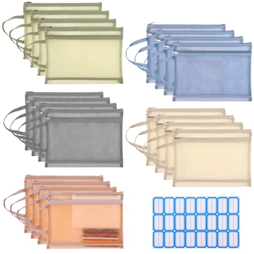 20 Stück Nylon doppellagige Netztaschen mit Reißverschluss zur Aufbewahrung, A4 Reisetaschen, Büro, Schule, Heimgebrauch 20 Stück Nylon doppellagige Netztaschen mit Reißverschluss zur Aufbewahrung, A4 Reisetaschen, Büro, Schule, Heimgebrauch von LUMINFLY