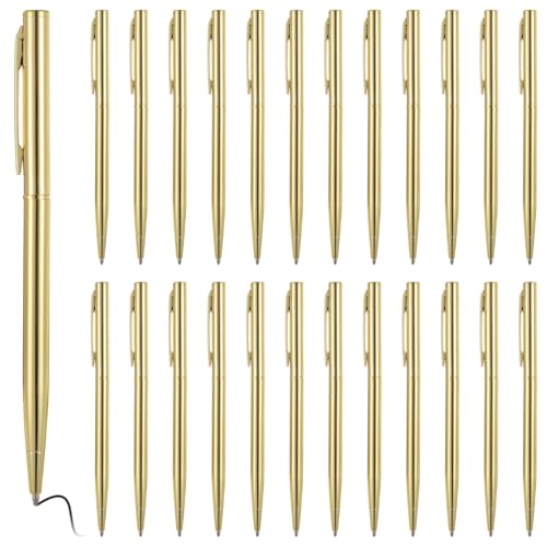 25 Gold Metallic Druckkugelschreiber, schlankes Design, Drehmechanik, schwarze Tinte, 1 mm Spitze, perfekt für Studenten und Büro 25 Gold Metallic Druckkugelschreiber, schlankes Design, Drehmechanik, schwarze Tinte, 1 mm Spitze, perfekt für Studenten und Büro von LUMINFLY
