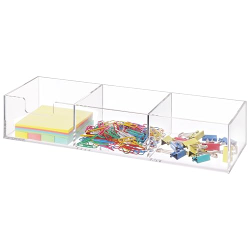 3-in-1 Acryl-Haftnotiz-Organizer, transparenter Schreibtischhalter mit Memo-Notizen, Clips, 3 x 3 Spender von LUMINFLY