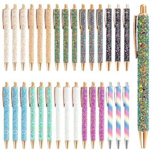 Glitzer-Kugelschreiber, einziehbar, motivierend, Großpackung mit Metall-Clips, funkelnde Barrels, 10 helle Farben für Schulen, Büros, Zuhause, 30 Stück Glitzer-Kugelschreiber, einziehbar, motivierend, Großpackung mit Metall-Clips, funkelnde Barrels, 10 helle Farben für Schulen, Büros, Zuhause, 30 Stück von LUMINFLY