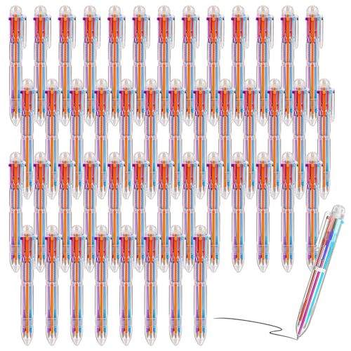 Mehrfarbige Druckkugelschreiber, 6-farbiges Set, 0,5 mm feine Spitze mit transparentem Schaft, für Büro, Schule und Lehrer, 48 Stück von LUMINFLY