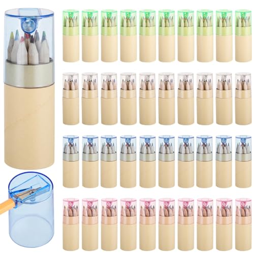 Mini-Buntstifte mit Spitzer-Deckel, 12 Farben in jeder Tube, tragbares Kunstzubehör für Kinder, perfekt zum Skizzieren, Schreiben und Malen, 40 Stück Mini-Buntstifte mit Spitzer-Deckel, 12 Farben in jeder Tube, tragbares Kunstzubehör für Kinder, perfekt zum Skizzieren, Schreiben und Malen, 40 Stück von LUMINFLY