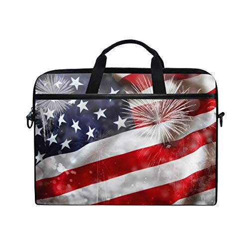 LUNLUMO Amerika-Flagge mit Feuerwerk Unabhängigkeit Tag 15 Zoll Laptop und Tablet Tasche Durable Tablet Sleeve für Business/College/Damen/Herren von LUNLUMO