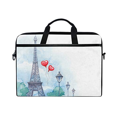 LUNLUMO Aquarell Hintergrund mit Illustration von Eiffel 15 Zoll Laptop und Tablet Tasche, strapazierfähige Tablet-Hülle für Business/Uni/Damen/Herren von LUNLUMO