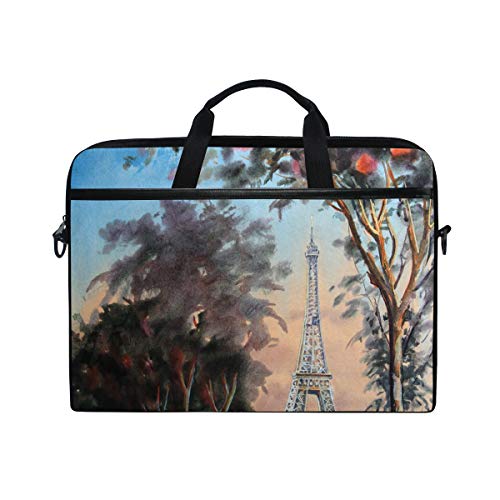 LUNLUMO Aquarellmalerei Landschaft Eiffelturm 38,1 cm (15 Zoll) Laptop- und Tablet-Tasche, strapazierfähige Tablet-Hülle für Business/Uni/Damen/Herren von LUNLUMO